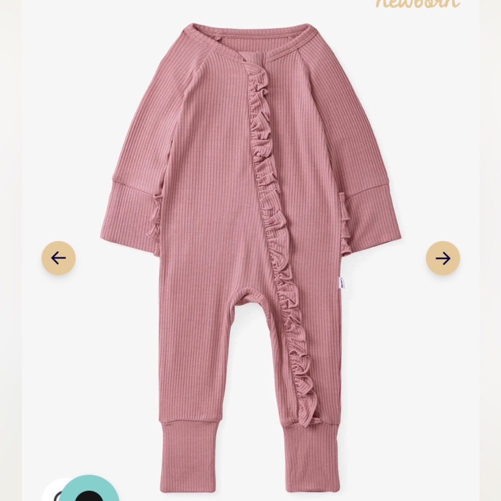 Little Sleepies Ruffled Rosewood newborn size